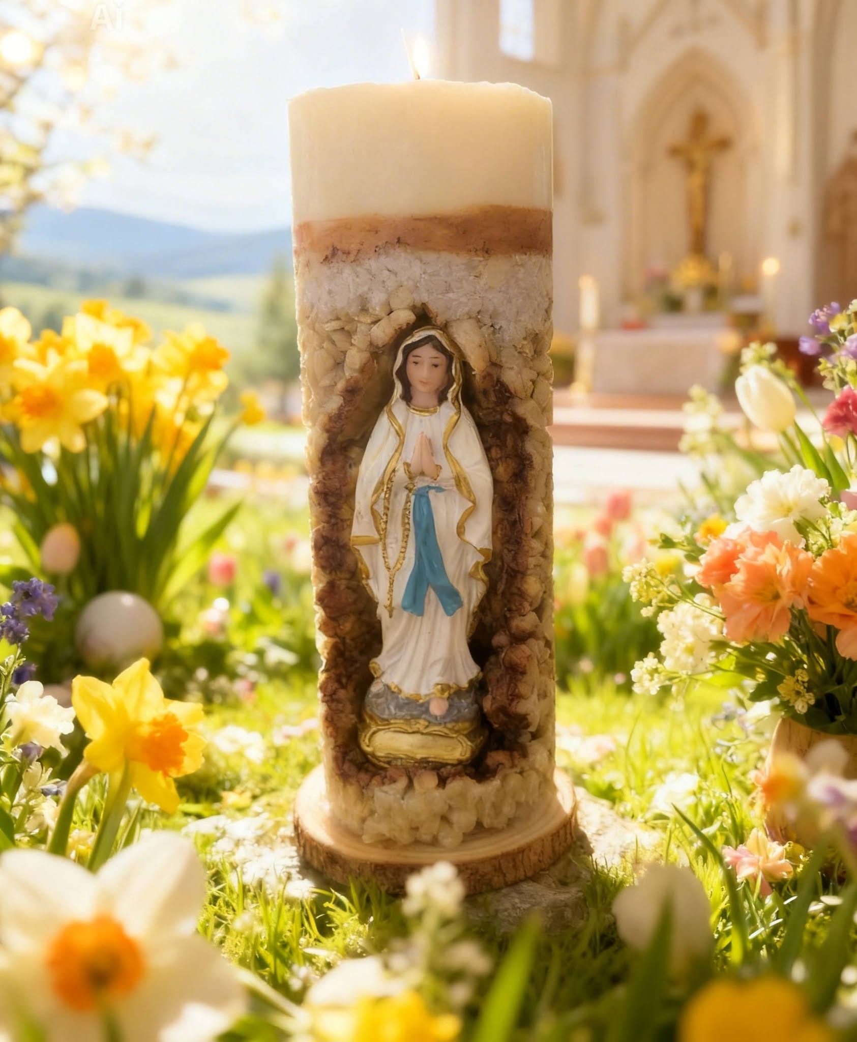 Gospa religijska dekorativna svijeća od sojinog voska ručni rad Zen svijeće