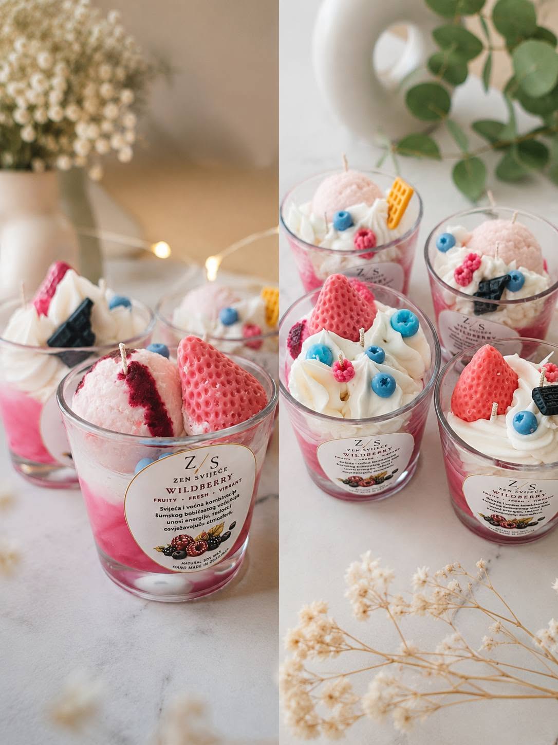 Wildberry desertna mirisna svijeća od sojinog voska inspirirana šumskim voćem, ručni rad Zen svijeće